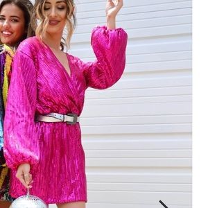 Hot pink sequin dress